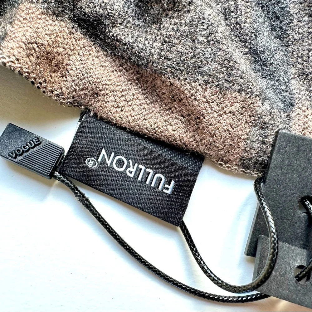 NWT FULLRON Men's Checkered Scarf - Black and Brown - cashmere blend